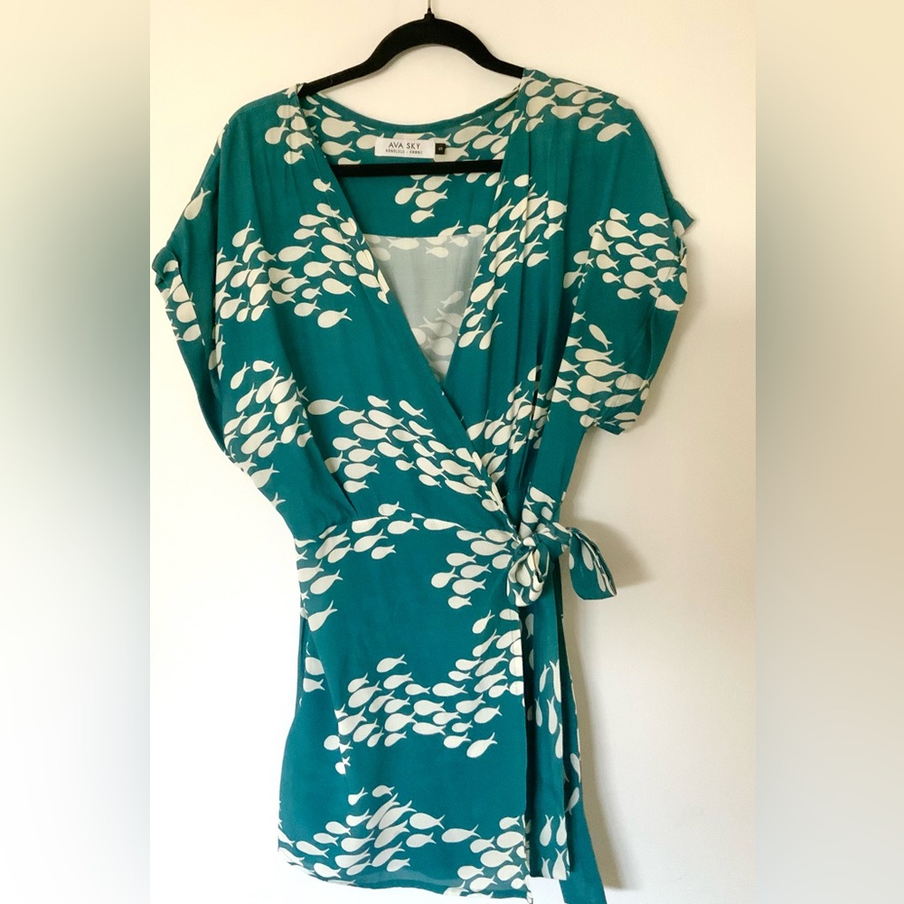 Ava Sky Romper Maji in Teal Fish